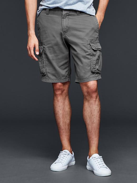 1 of 8 showing, with the color gray of product Basic cargo shorts (11")