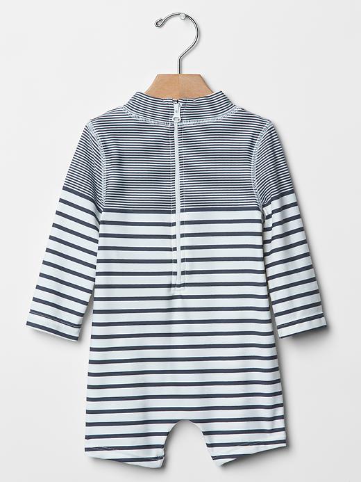 2 of 8 showing, with the color french navy of product Mix-stripe rashguard one-piece