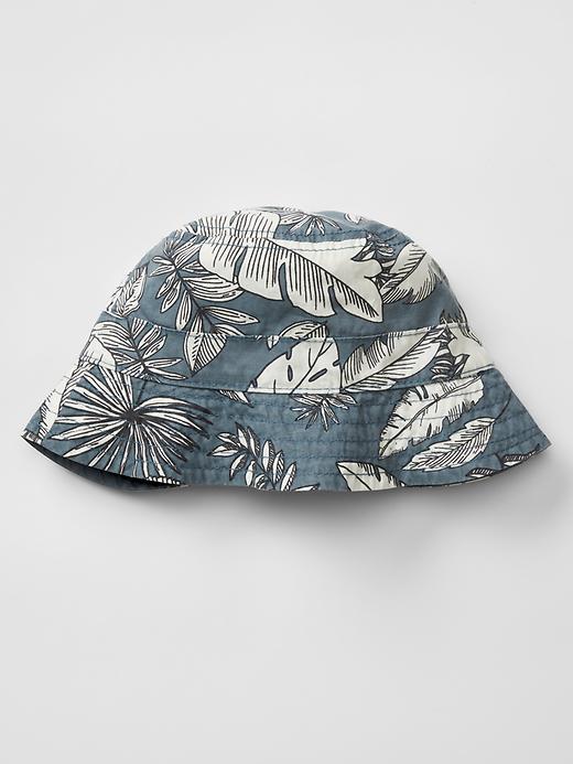 1 of 8 showing, with the color fossil blue of product Leaf print bucket hat