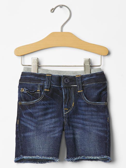 View large product image 1 of 2. Pull-on denim shorts