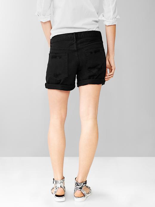 2 of 8 showing, with the color black destruction of product 1969 Boyfriend Denim Shorts