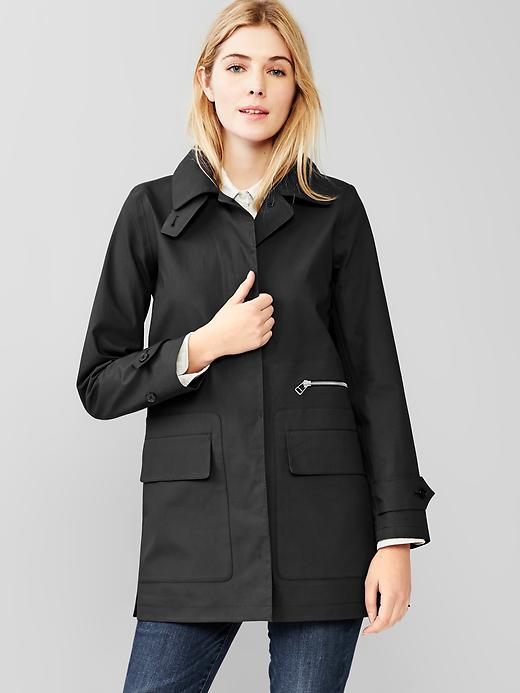 1 of 8 showing, with the color black night of product Long mac coat