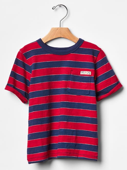 1 of 8 showing, with the color ADMIRAL RED of product Stripe pocket tee