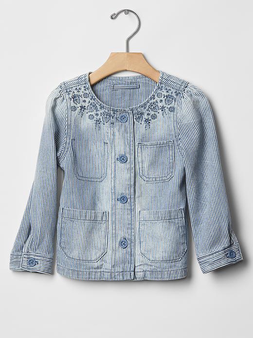 1 of 8 showing, with the color railroad stripe of product Embroidered railroad stripe jacket