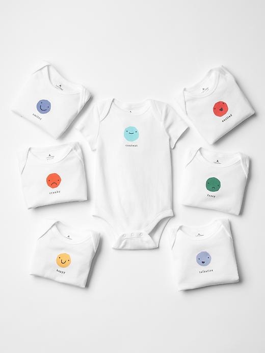 1 of 8 showing, with the color white of product Emoji bodysuit (7-pack)