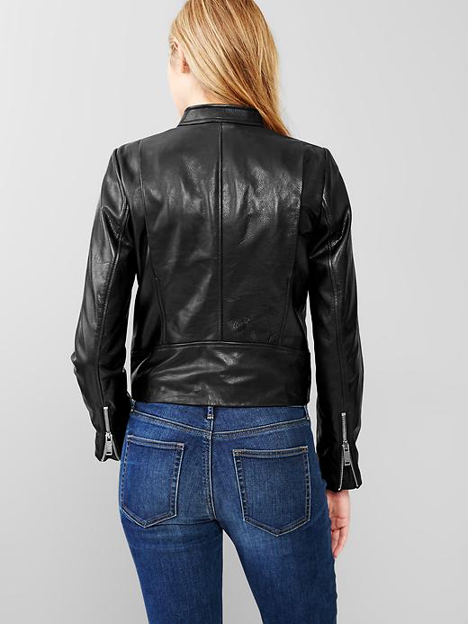 GAP ブラックレザージャケット レディース] 1990s~ オールドGAP ビッグサイズ レザージャケット