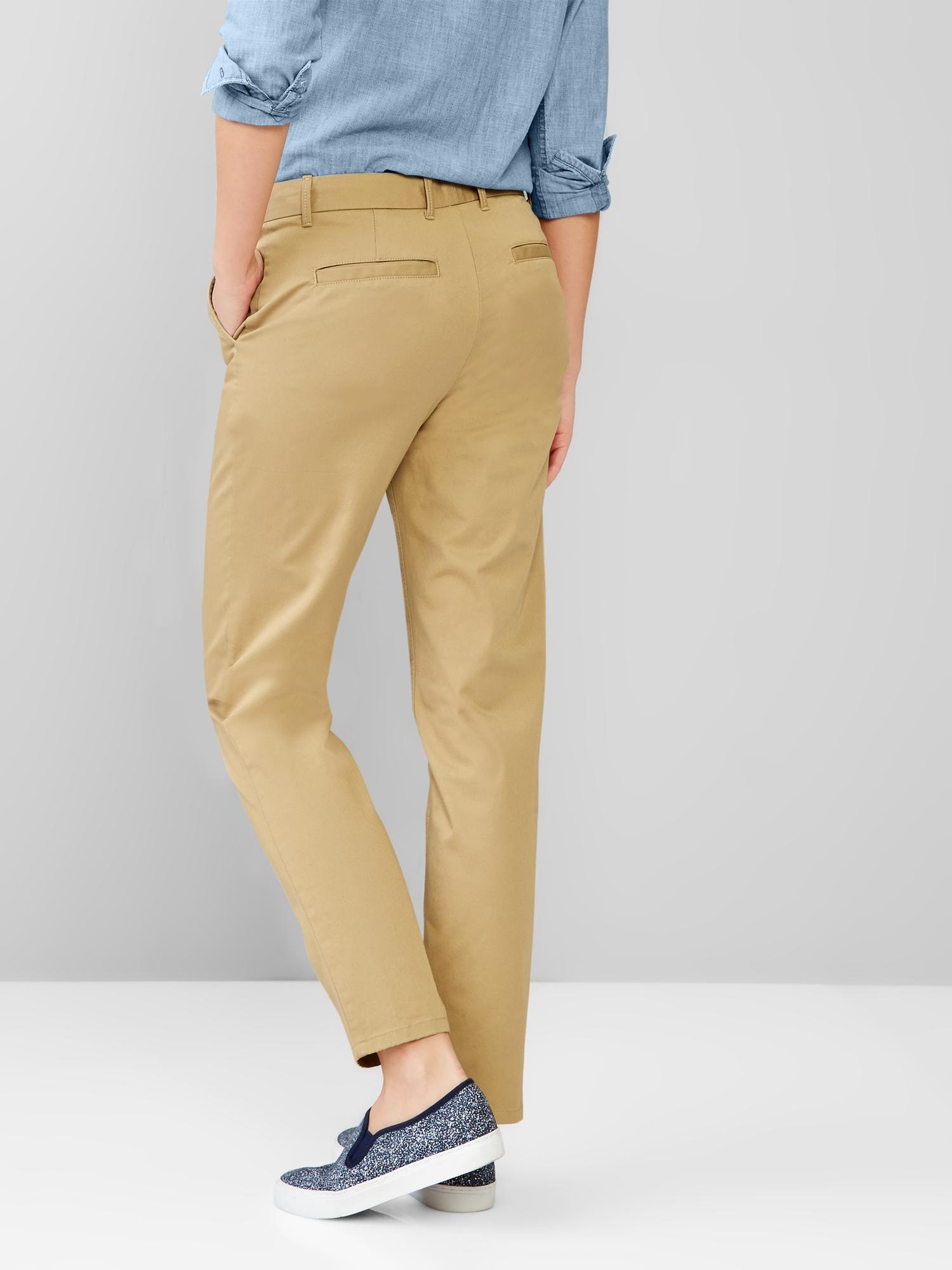 Gap broken in cheap straight khakis women's
