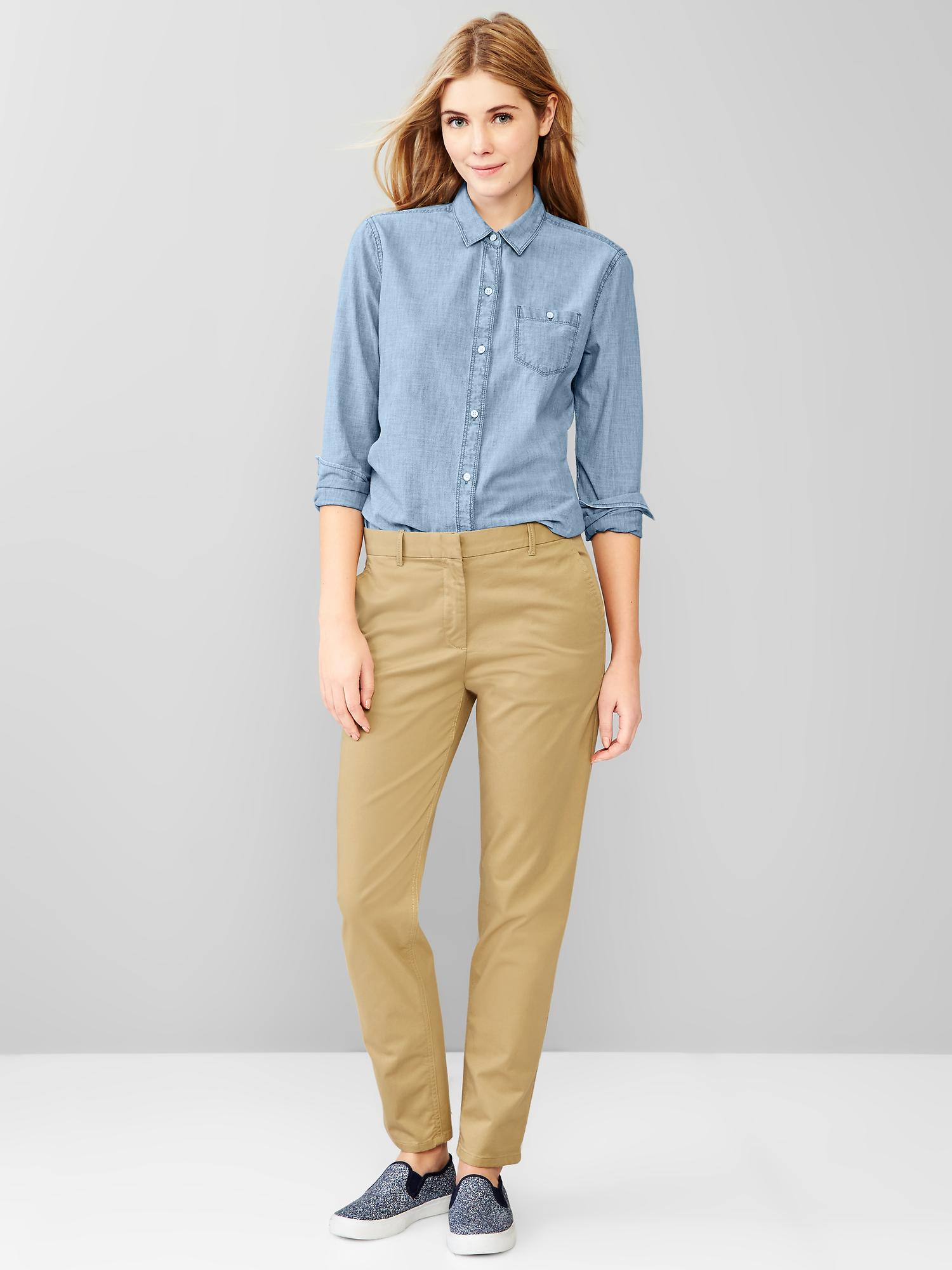 Brokenin straight khakis Gap