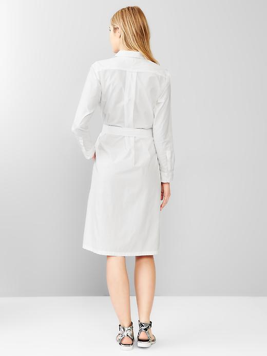 2 of 8 showing, with the color white of product Belted shirttail dress