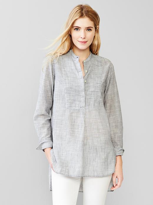 1 of 8 showing, with the color blue stripe of product Stripe henley popover tunic