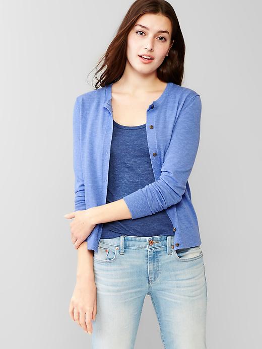 1 of 8 showing, with the color cabana blue of product Slub crew cardigan
