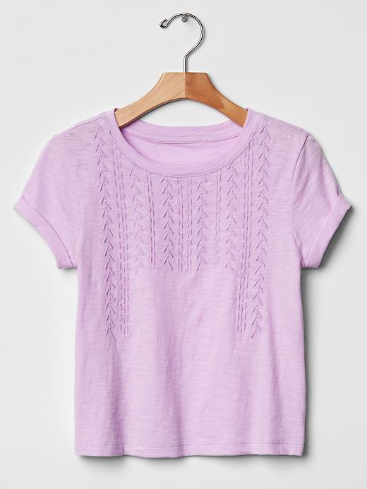 1 of 8 showing, with the color gauzy lilac of product Arrow embroidered tee