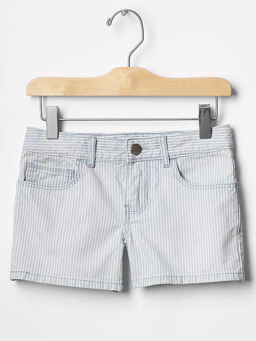 1 of 8 showing, with the color blue stripe of product Kids Railroad Stripe Shortie Shorts