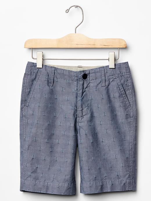 1 of 8 showing, with the color denim of product Jacquard flat front shorts