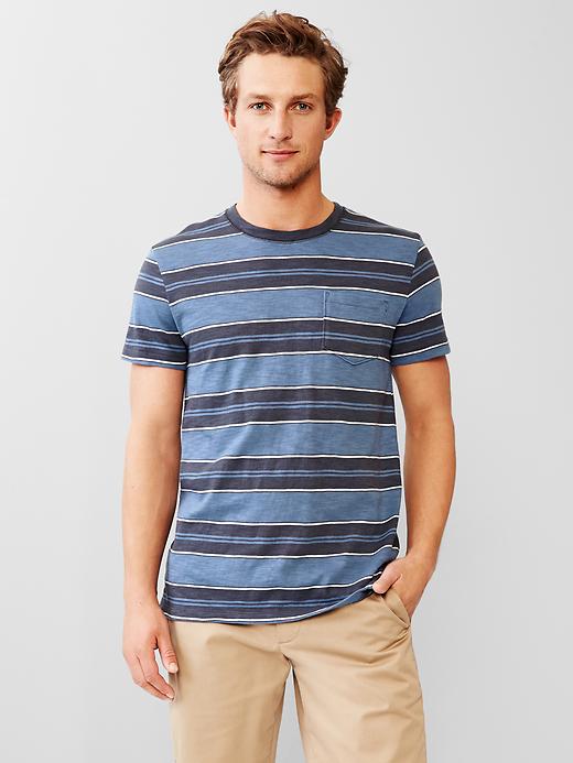 1 of 8 showing, with the color blue stripe of product Slub stripe t-shirt