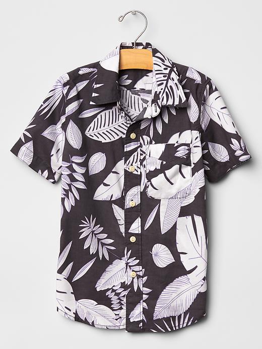1 of 8 showing, with the color black/white hibiscus of product Hibiscus leaf shirt