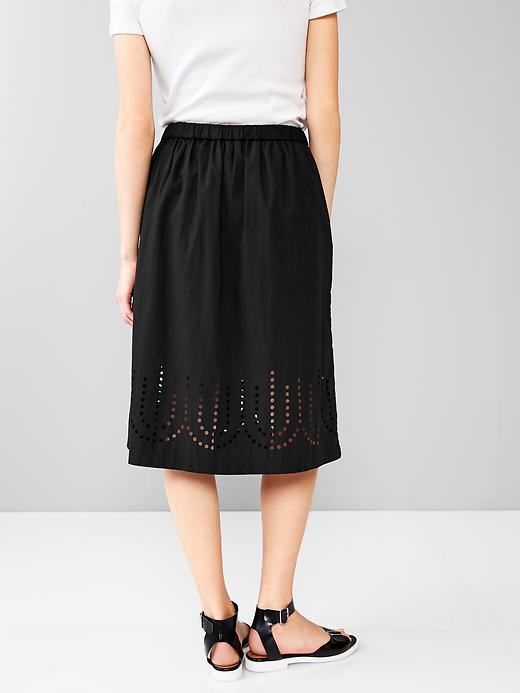 2 of 8 showing, with the color true black of product Laser-cut midi skirt
