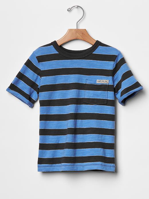 1 of 8 showing, with the color union blue of product Stripe pocket tee