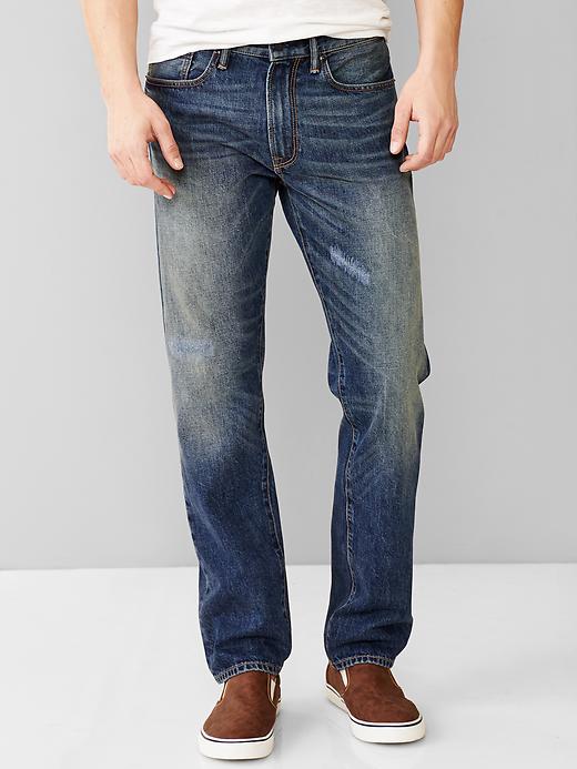 1 of 8 showing, with the color tinted repair of product 1969 standard taper fit jeans (tinted repair wash)