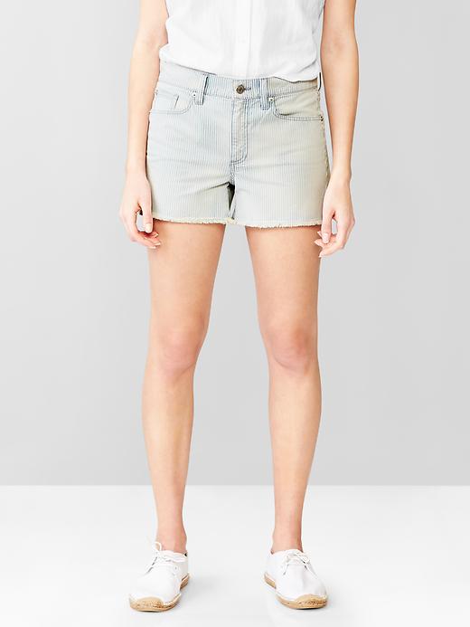 1 of 8 showing, with the color railroad stripe of product 1969 slim railroad stripe denim shorts