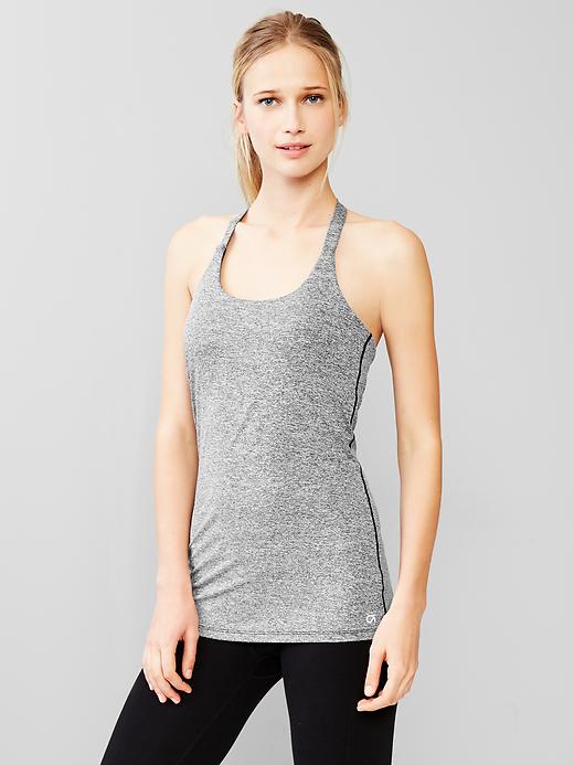 2 of 8 showing, with the color heather grey of product GapFit loop-strap tank with shelf bra