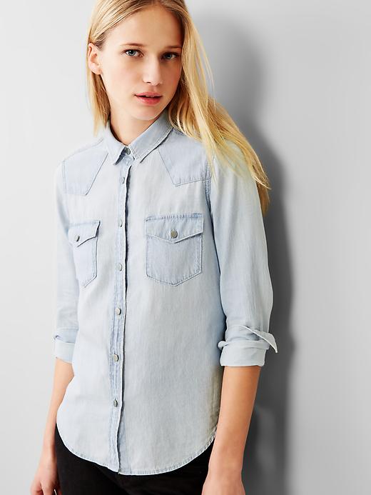 2 of 8 showing, with the color blue wolf of product 1969 western denim shirt