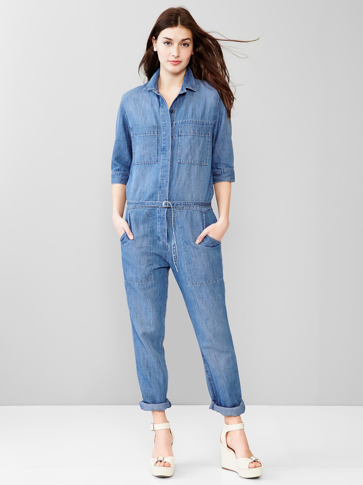 Gap 1969 linen denim jumpsuit