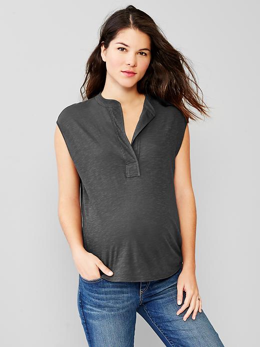 View large product image 1 of 2. Split-neck top