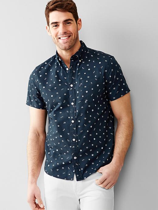 Image number 1 showing, Beach-motif oxford shirt