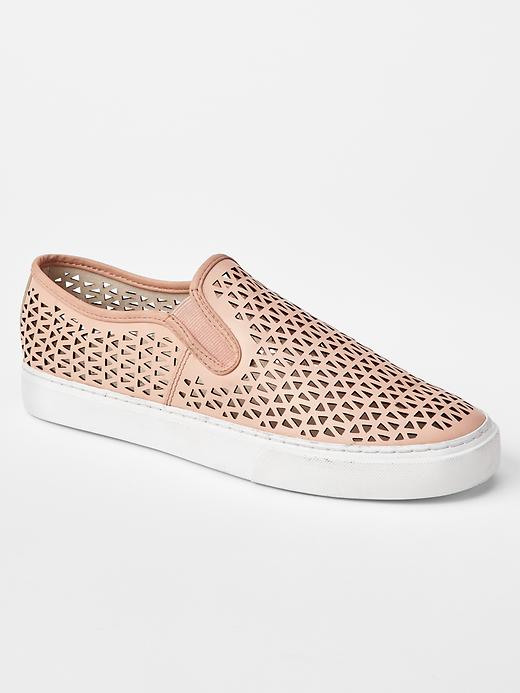 View large product image 1 of 1. Leather slip-on sneakers