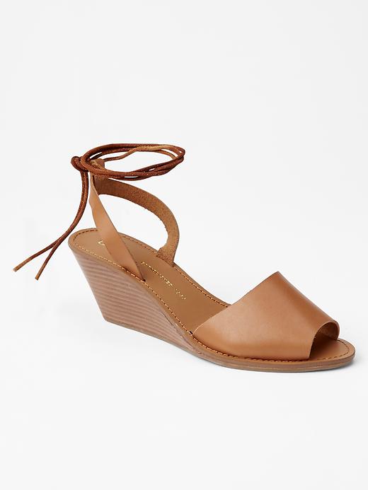 1 of 8 showing, with the color nude of product Ankle-wrap wedges