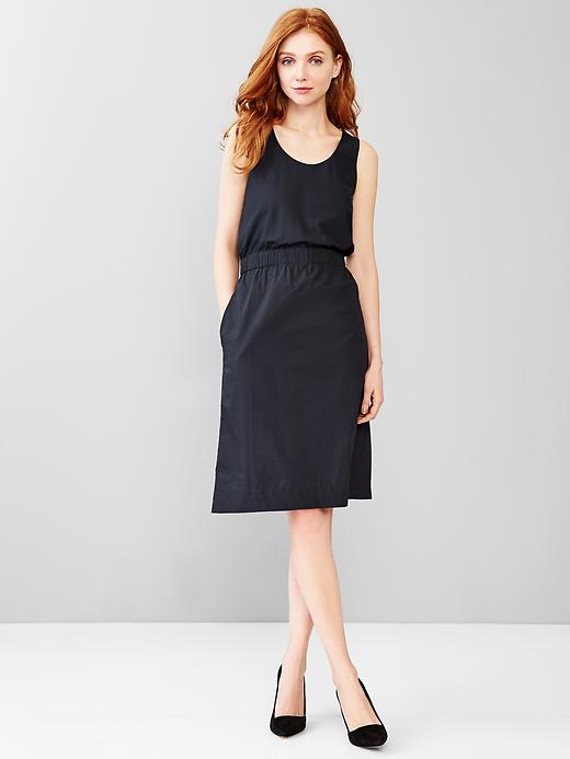 1 of 8 showing, with the color deep true navy of product Cinched scoop dress