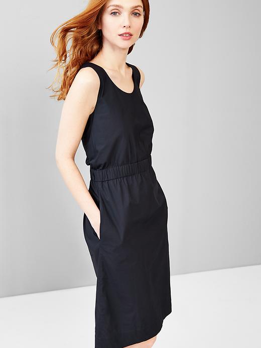 2 of 8 showing, with the color deep true navy of product Cinched scoop dress