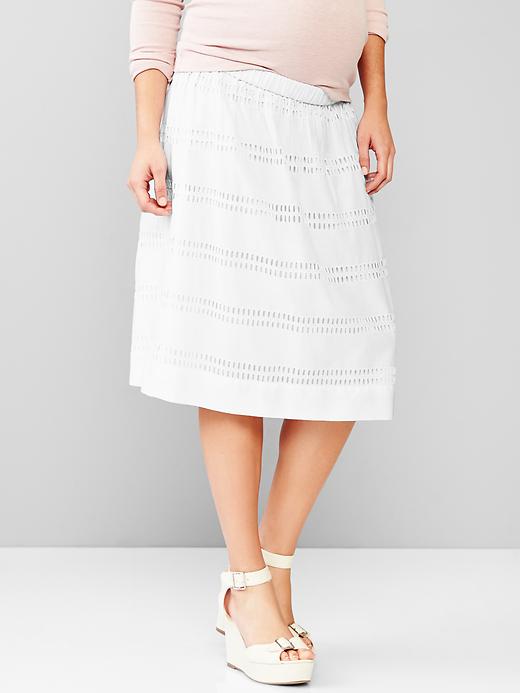 1 of 8 showing, with the color white of product Maternity eyelet full skirt