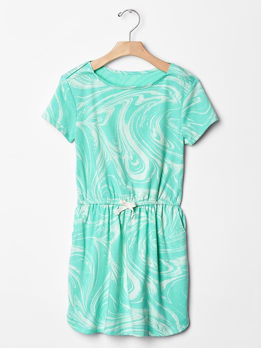 1 of 8 showing, with the color aqua tide of product Printed boatneck t-shirt dress