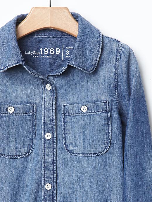 2 of 8 showing, with the color denim of product Chambray shirt