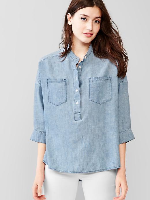 1 of 8 showing, with the color faded linen of product 1969 linen denim popover