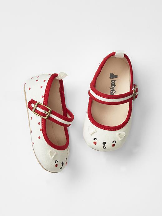 1 of 8 showing, with the color ivory frost of product Cat dot mary jane flats