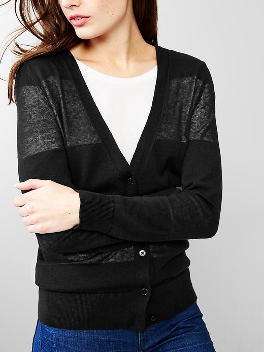 2 of 8 showing, with the color true black of product Stripe linen cardigan