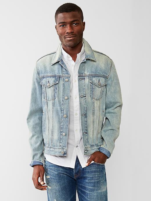 1 of 8 showing, with the color smoke light of product 1969 heritage denim jacket (smoke light wash)