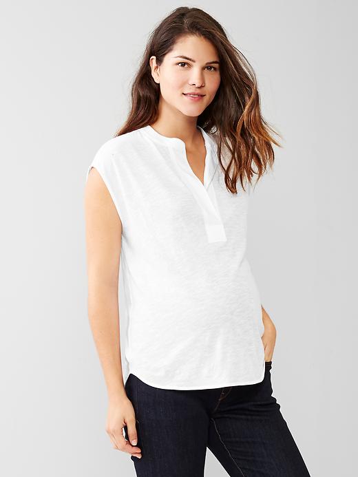 View large product image 1 of 1. Split-neck top