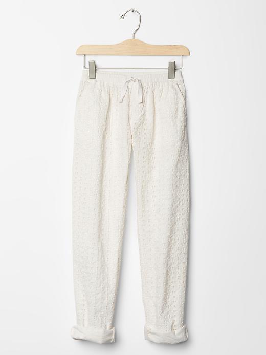 1 of 8 showing, with the color soft ivory of product Eyelet jogger pants