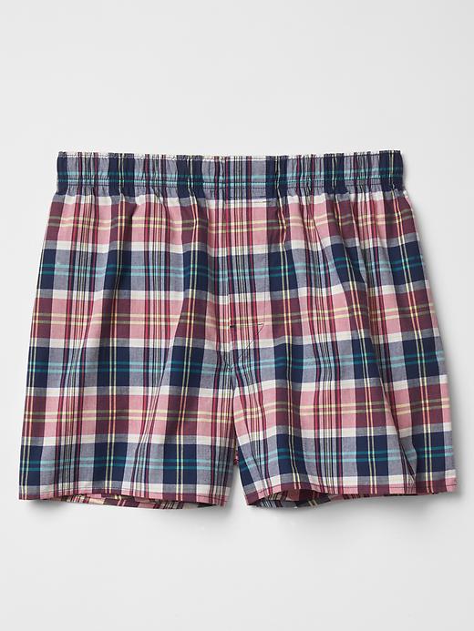 1 of 8 showing, with the color teal ocean of product Montauk plaid boxers