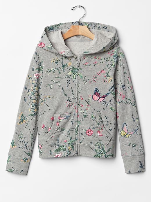 1 of 8 showing, with the color grey heather of product Printed zip hoodie
