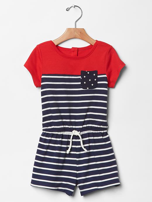 1 of 8 showing, with the color pure red of product Stars & stripes romper