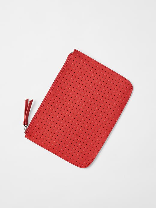 1 of 8 showing, with the color poster red of product Perforated leather clutch
