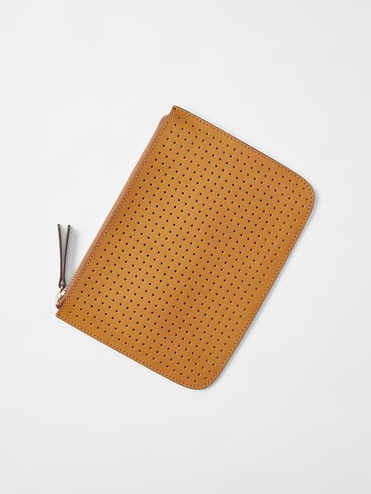 View large product image 1 of 1. Perforated leather clutch