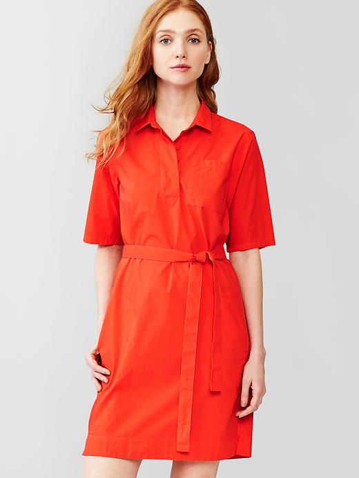 1 of 8 showing, with the color poster red of product Belted shirtdress