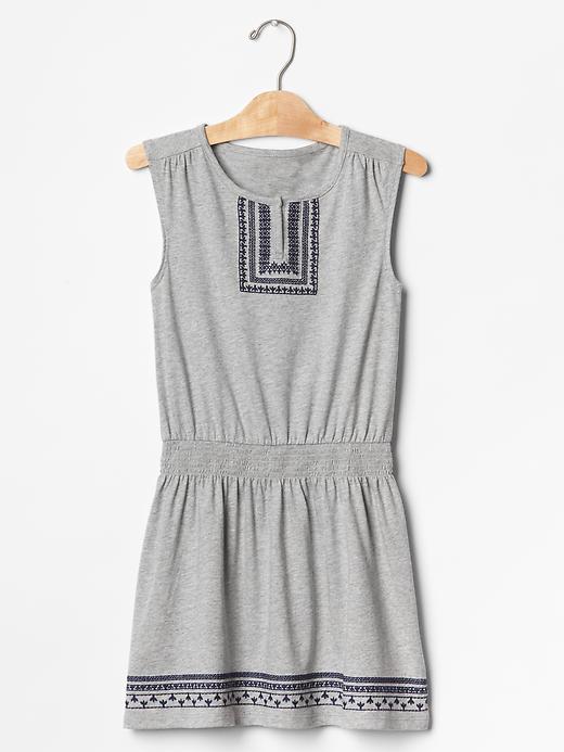 1 of 8 showing, with the color grey heather of product Embroidered tank dress