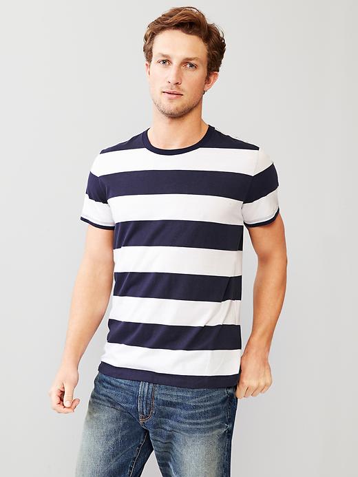 1 of 8 showing, with the color white stripe of product Essential rugby stripe t-shirt